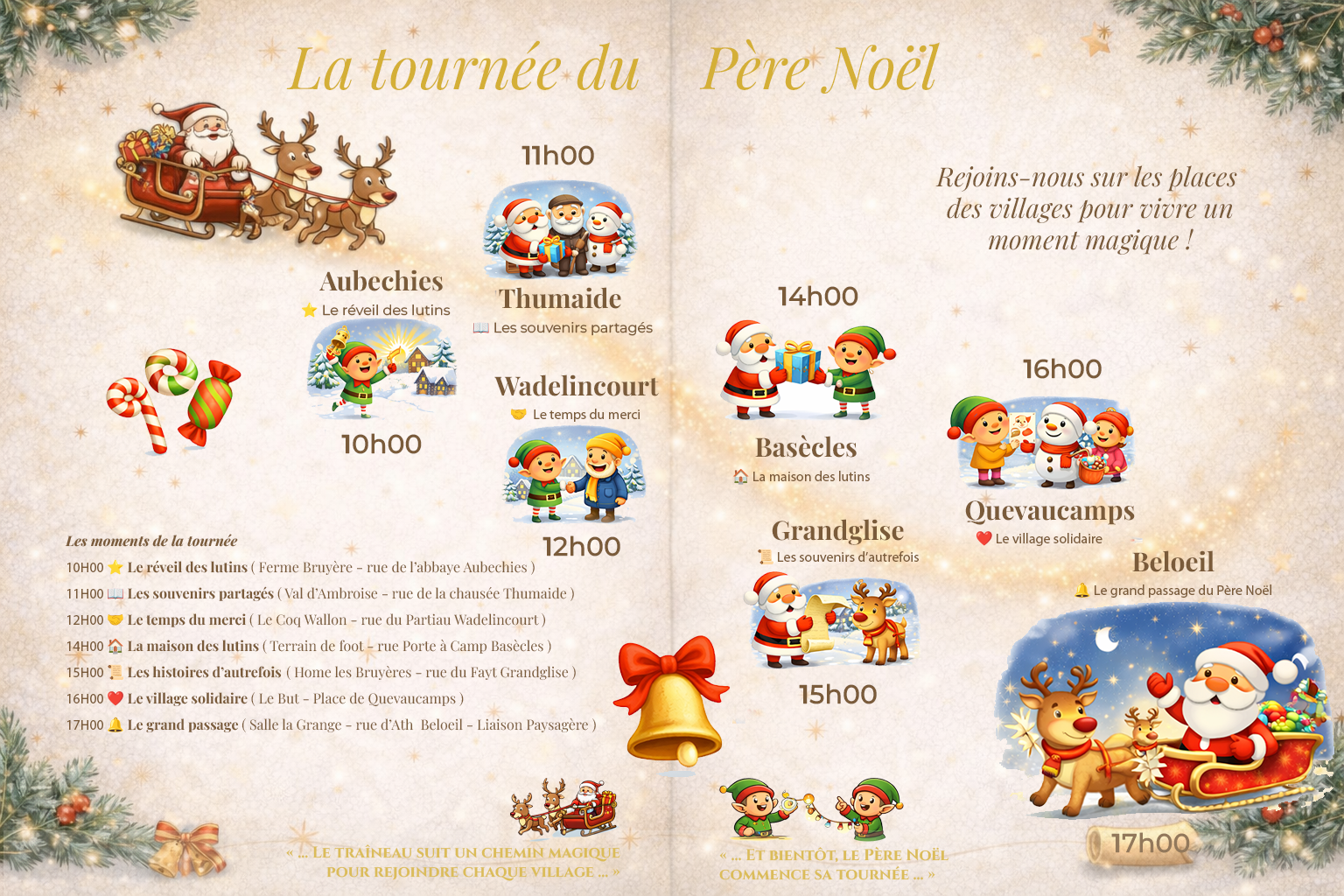 Le parcours de la tournée du Père Noël